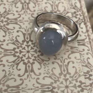 Chalcedony sterling silver dome ring